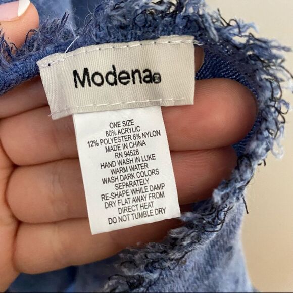 Modena Scarf Blue Sequin Casual Fringe Neutral Lightweight Oversized - Picture 6 of 7